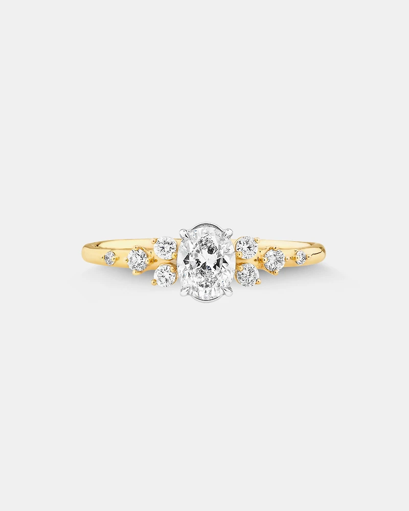 Oval Scatter Ring with 0.63 Carat TW of Diamonds in 14kt Yellow & White Gold