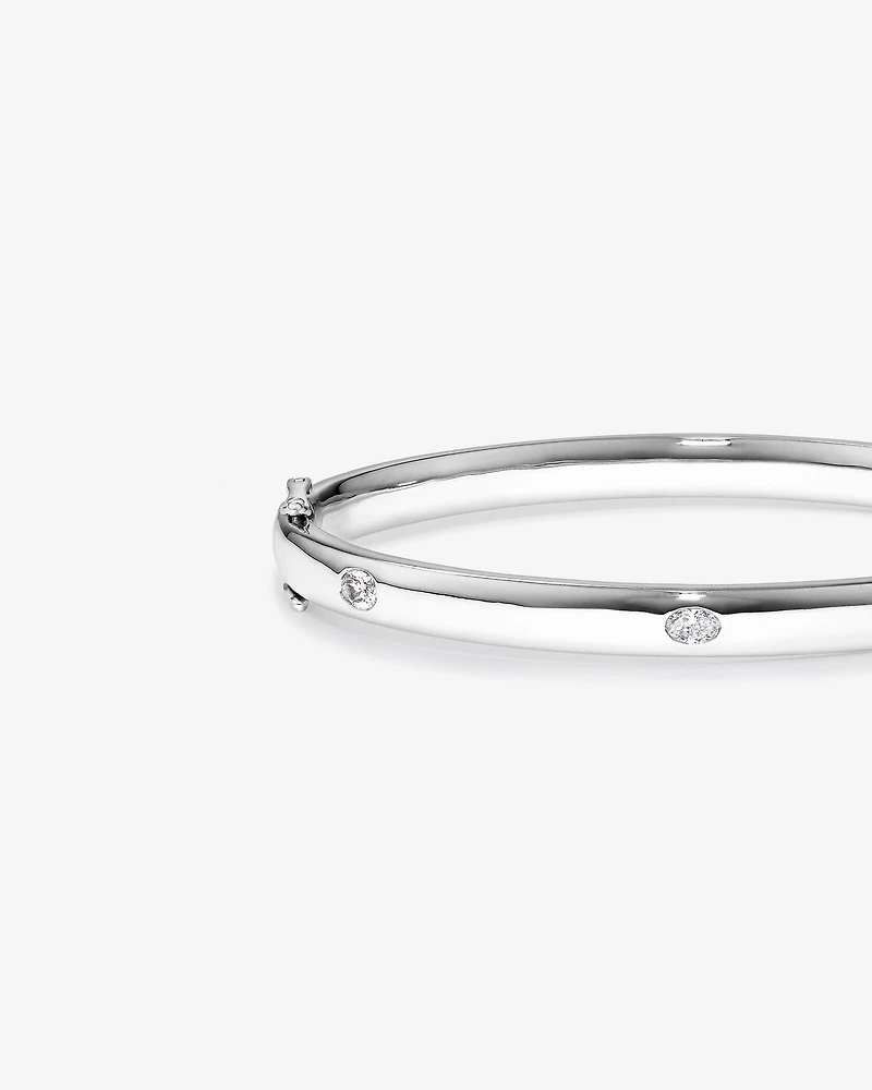 0.45 Carat TW Laboratory-Grown Oval Diamond Bangle in Sterling Silver