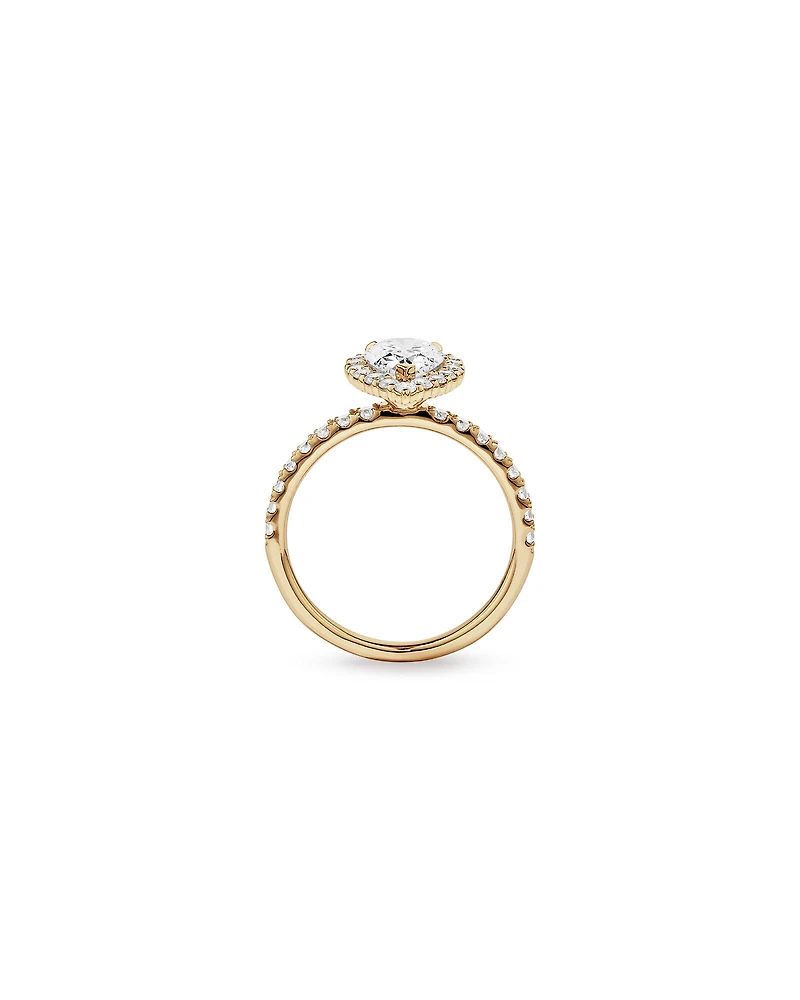 1.82 Carat TW Pear Cut Laboratory-Grown Diamond Halo Engagement Ring in 14kt White Gold