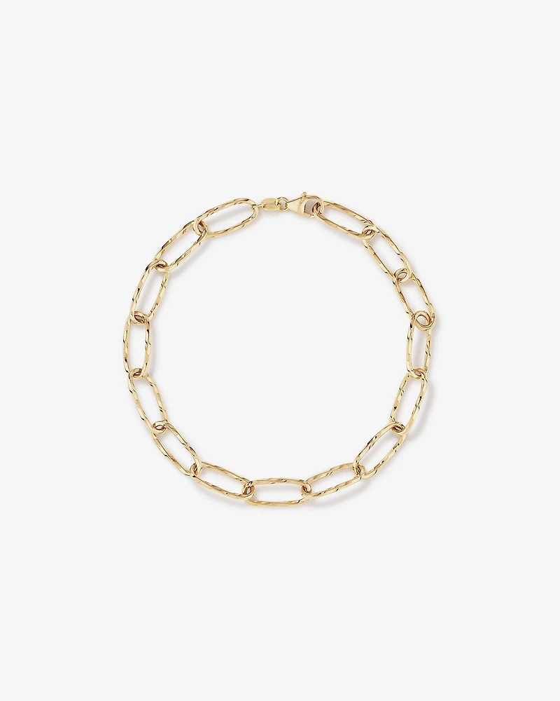 Diamond Cut Oval Twist Link Bracelet in 10kt Yellow Gold