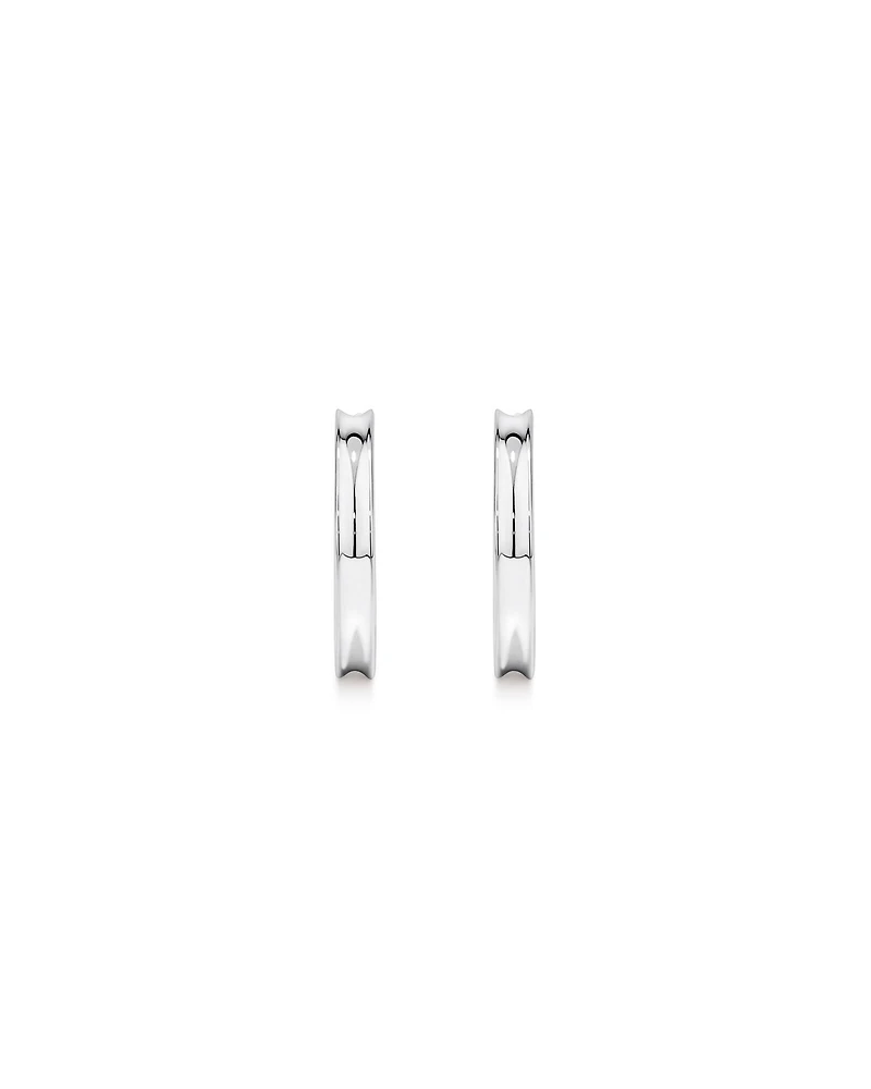 Flared Narrow Half Hoop Stud Earrings in Sterling Silver