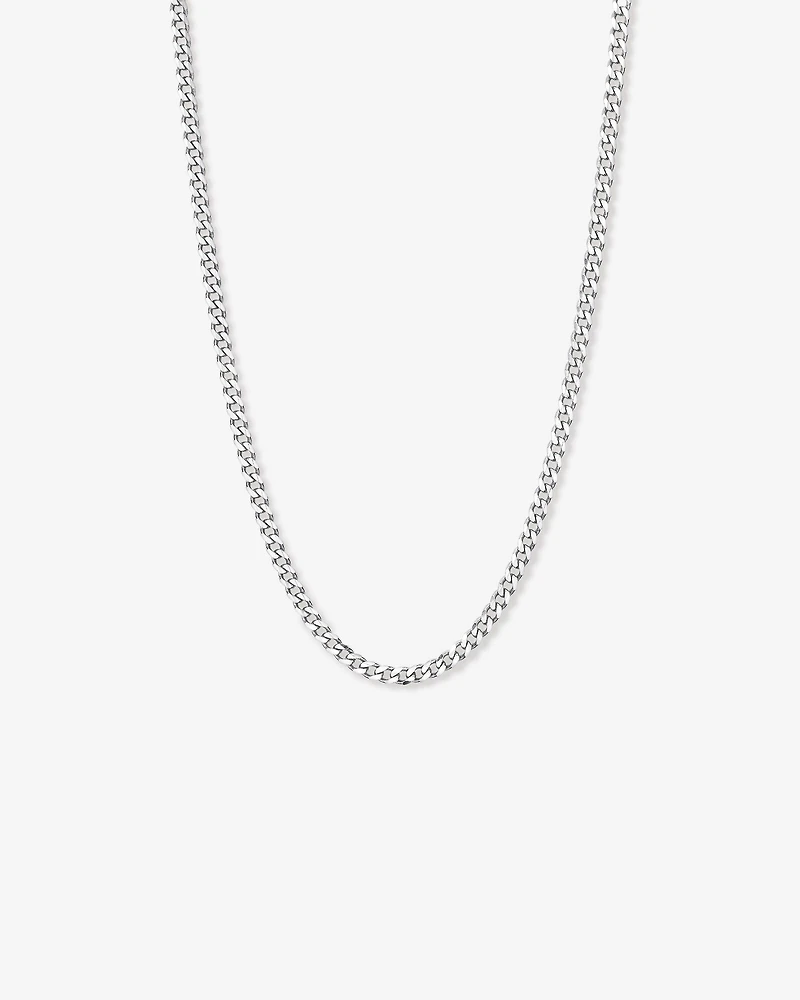 55cm (22") 5.3mm Width Bevelled Curb Chain Necklace in Sterling Silver