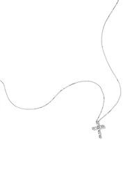 0.34 Carat TW Baguette and Round Brilliant Diamond Cross Pendant in 10kt White Gold
