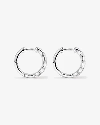 Cubic Zirconia Chevron Huggie Hoop Earrings in Sterling Silver