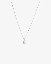 Pear Cubic Zirconia Halo Pendant Necklace in Sterling Silver