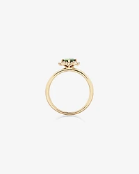 Ring with Green Tourmaline & Diamonds in 10kt Yellow Gold