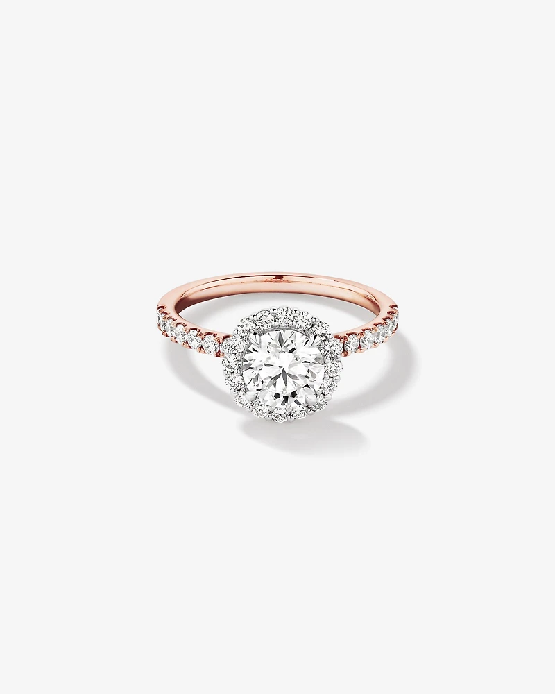 1.79 Carat TW Round Brilliant Laboratory-Grown Diamond Halo Engagemet Ring in 14kt White Gold