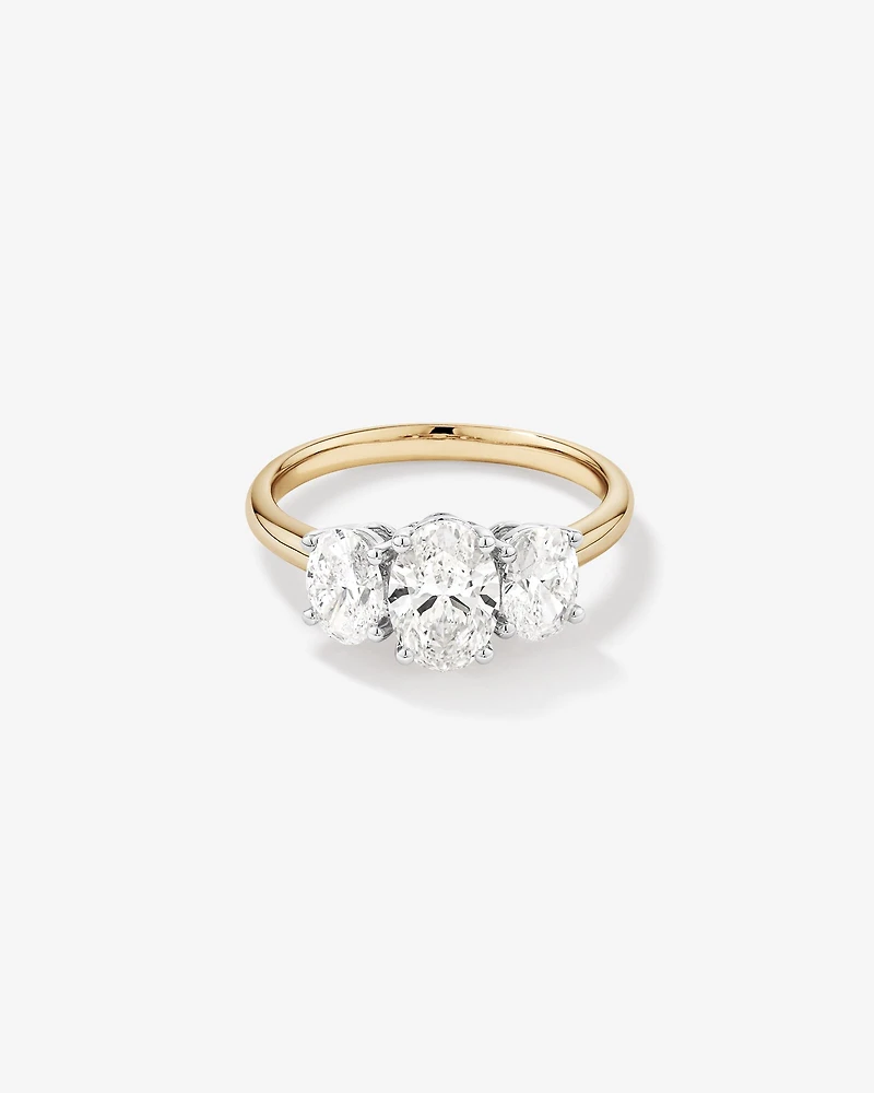 2 Carat Three Stone Oval Laboratory-Grown Diamond Engagement Ring In 14kt White Gold