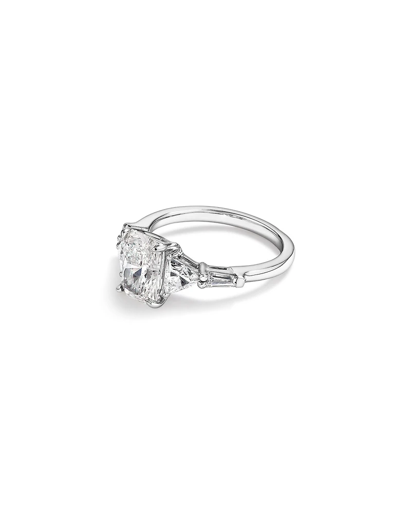 2.86 Carat TW Radiant Cut Laboratory-Grown Diamond Fancy Cut Side Stone Engagement Ring in 14kt White Gold