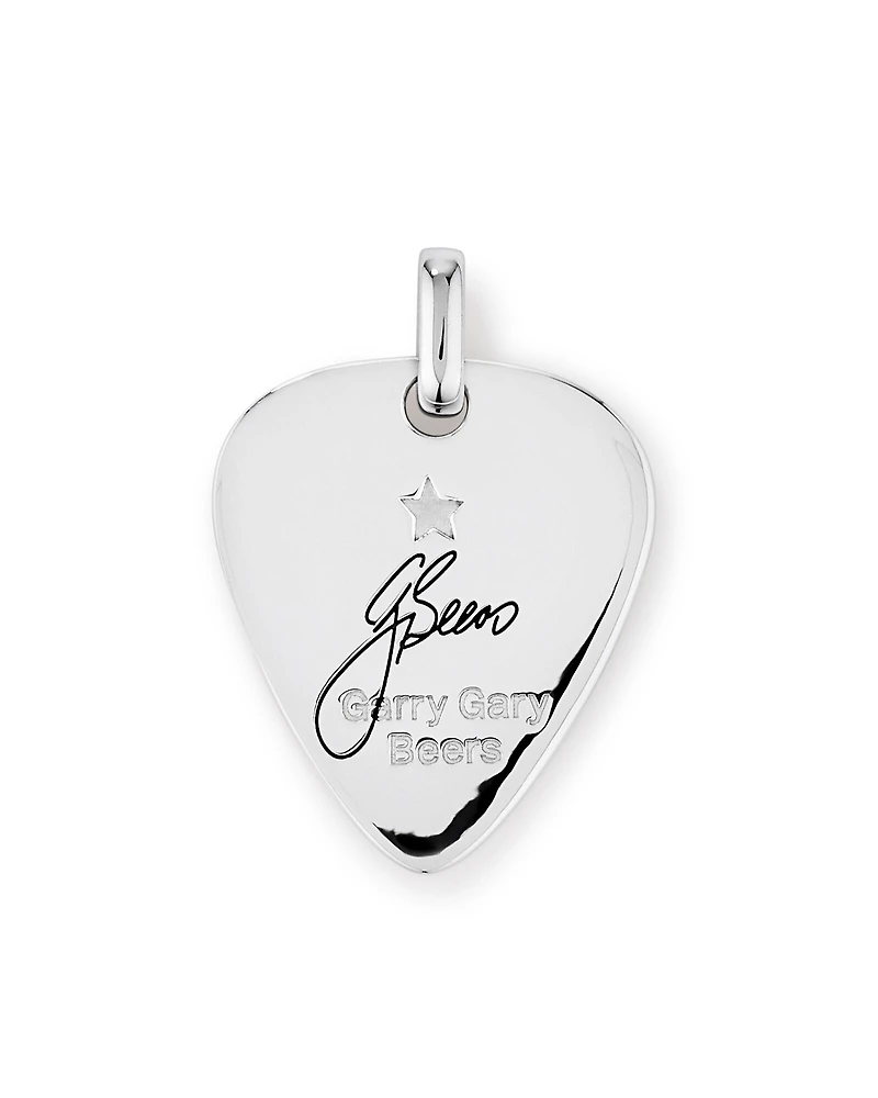 INXS Garry Gary Beers Engraved Guitar Pick Pendant with Chain in Recycled Sterling Silver