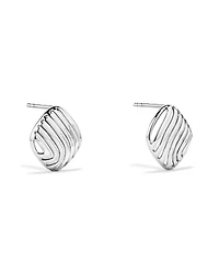 Wavy Ridge Textured Square Stud Earrings in Sterling Silver