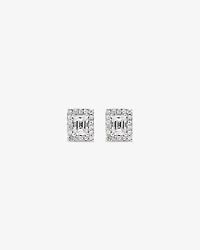 0.46 Carat TW Emerald Diamond Halo Stud Earrings in 10kt White Gold