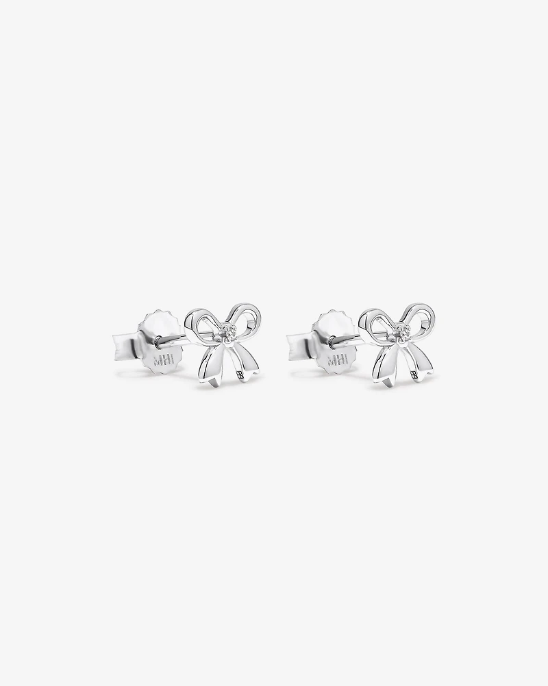 Cubic Zirconia Bow Stud Earrings in Sterling Silver