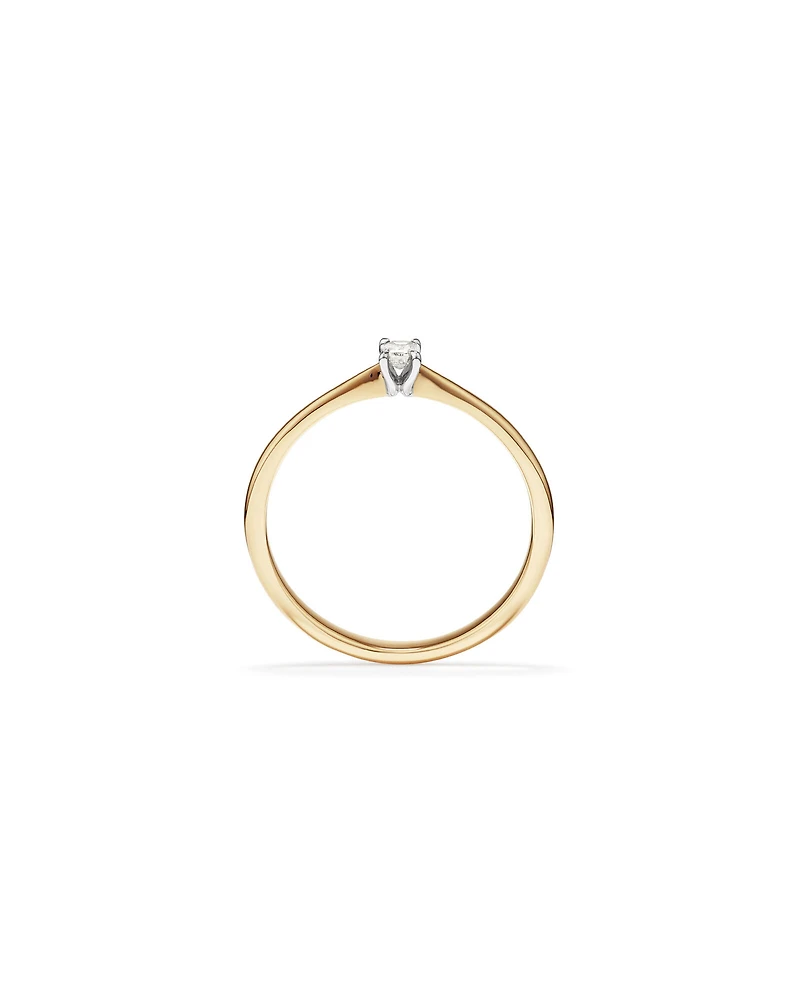 Emerald Cut Diamond Solitaire Promise Ring in 10kt Yellow and White Gold