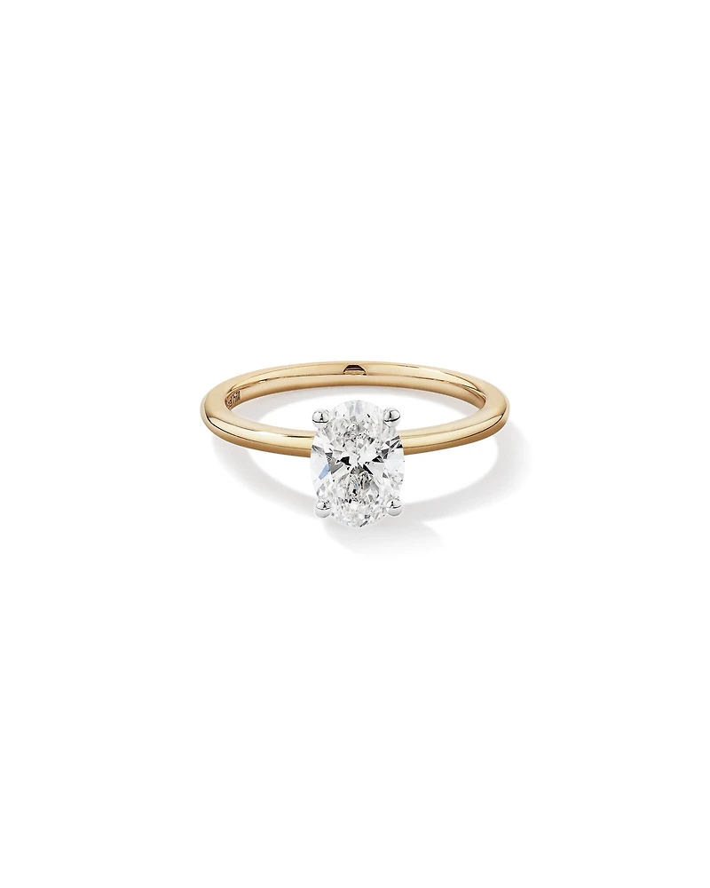 Carat TW Oval Laboratory-Grown Diamond Solitaire Engagement Ring in 14kt White Gold