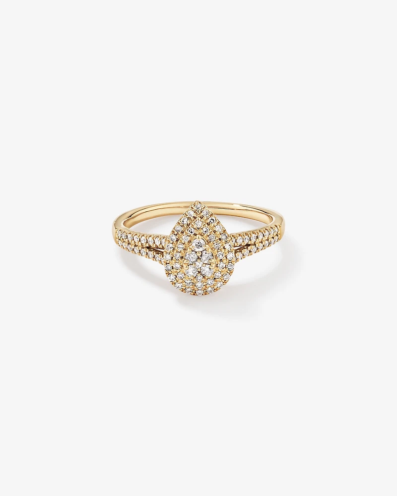0.30 Carat TW Pear Cluster Halo Diamond Ring in 10kt White Gold