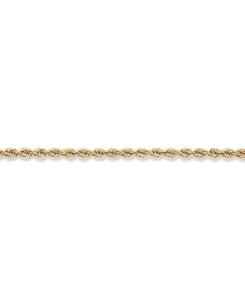 Bracelet corde semi-massif 19 cm (7.5") en or jaune 10 carats