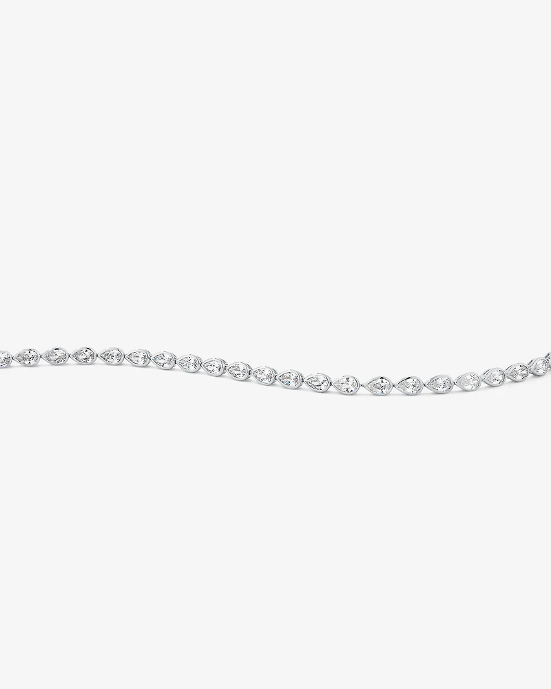 Pear Shaped Cubic Zirconia Bezel Set Tennis Bracelet in Sterling Silver