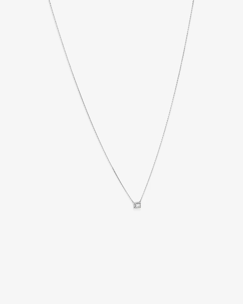 0.23 Carat TW Emerald Diamond Halo Pendant in 10kt White Gold