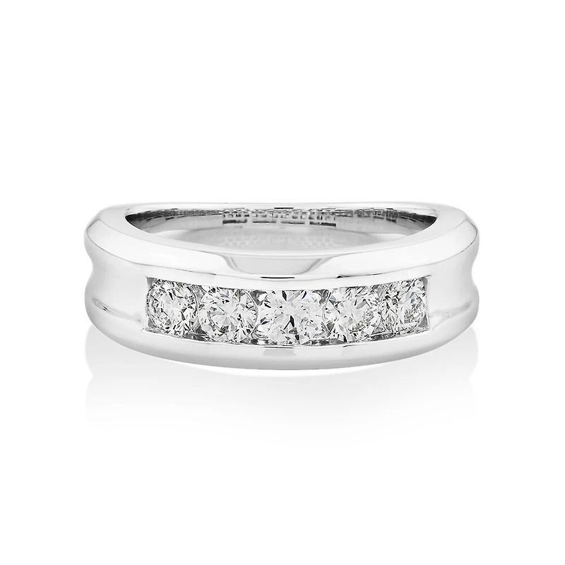 Wedding Band with .90TW of Laboratory-Grown Diamonds in 14kt White Gold