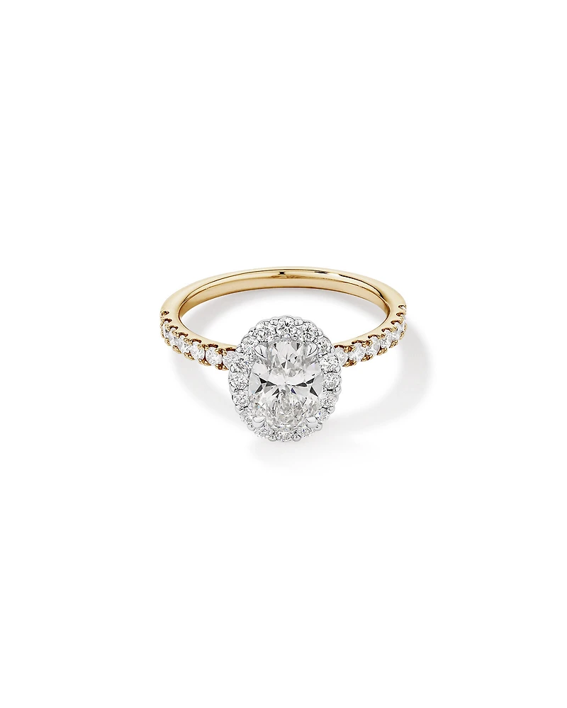 1.78 Carat TW Oval Laboratory-Grown Diamond Halo Engagement Ring in 14kt White Gold