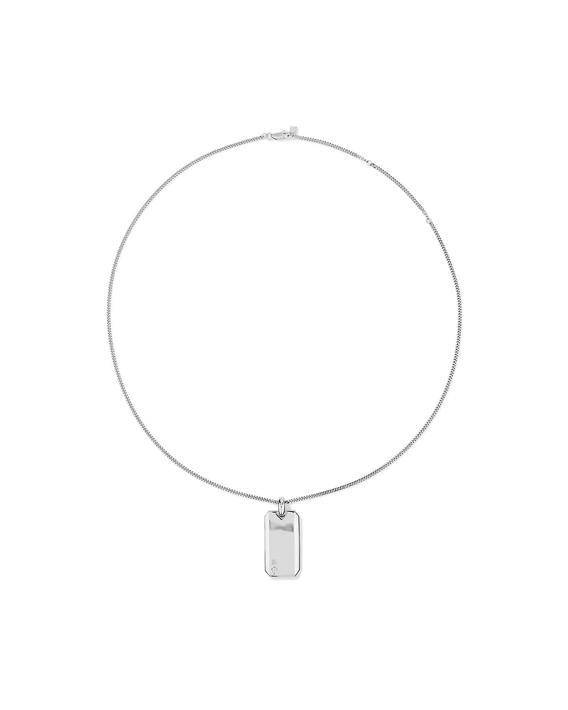 Dog Tag with Diamonds in Sterling Silver