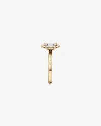 Bague De Fiançailles Halo En Diamant De Laboratoire Taille Émeraude De 1,46 Carat Poids Total En Or Jaune Et Blanc 14 Carats