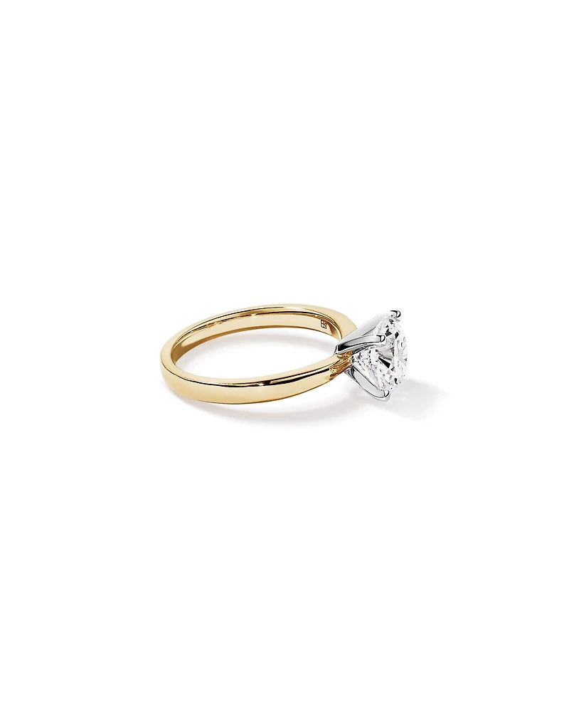 2.00 Carat TW Round Brilliant Lab-Grown Diamond Solitaire Engagement Ring in 14kt Yellow and White Gold