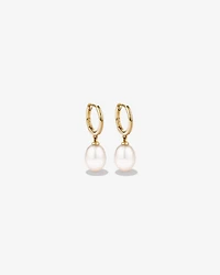 Hoop Earrings with Cultured Freshwater Pearls in 10kt Yellow Gold