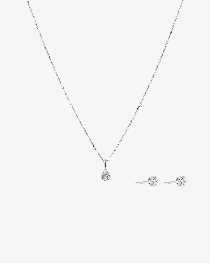 0.27 Carat TW Round Shape Laboratory-Grown Diamond Multistone Pendant & Stud Earrings Box Set in Sterling Silver