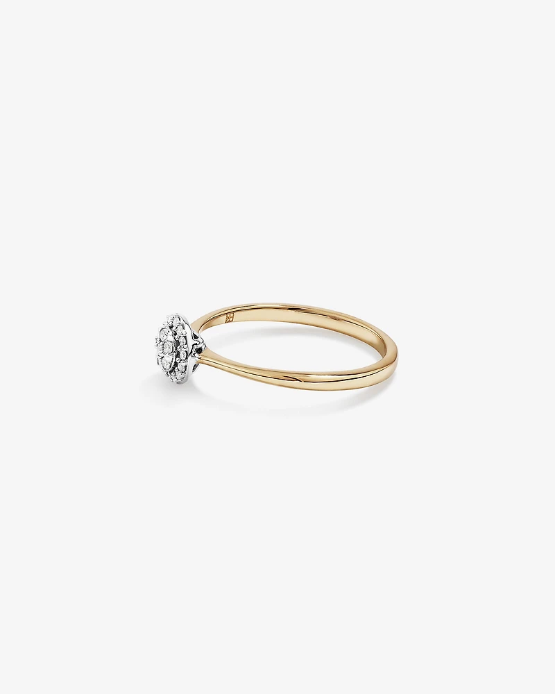 0.10 Carat TW Round Cluster Diamond Promise Ring in 10kt Yellow and White Gold