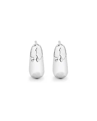 Diamond Cut Half Hoop Dome Stud Earrings in Sterling Silver