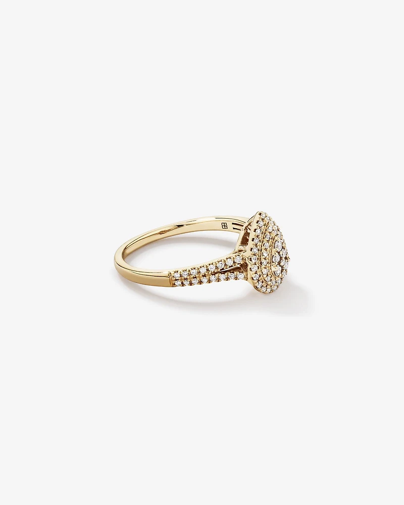 0.30 Carat TW Pear Cluster Halo Diamond Ring in 10kt White Gold