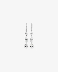 Pear Shape Cubic Zirconia Triple Drop Stud Earrings in Sterling Silver