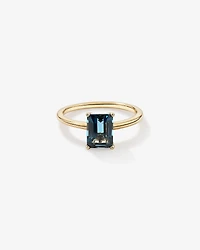Emerald Cut London Blue Topaz Gemstone Solitaire Ring in 10kt Yellow Gold
