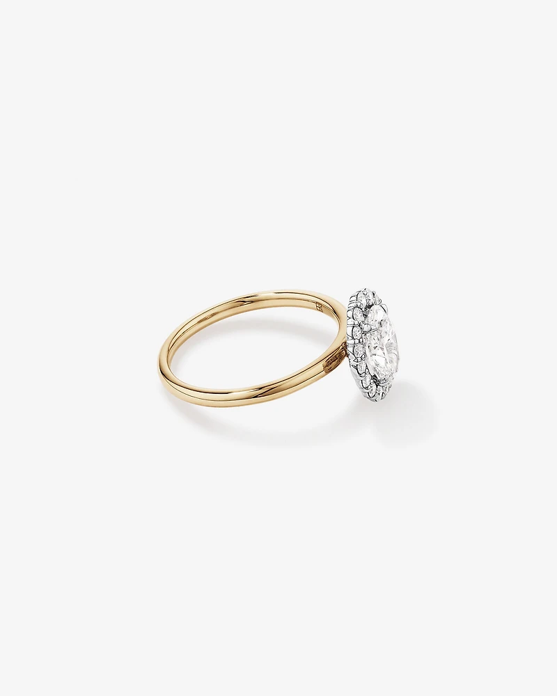 1.46 Carat TW Oval Cut Laboratory-Grown Diamond Halo Engagement Ring in 14kt Rose and White Gold