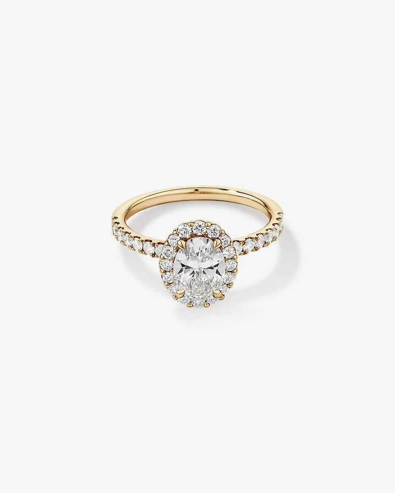 1.78 Carat TW Oval Laboratory-Grown Diamond Halo Engagement Ring in 14kt White Gold