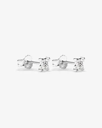 Floral Stud Earrings with Cubic Zirconia in Sterling Silver