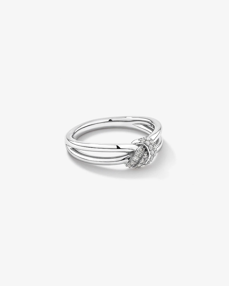 0.11 Carat TW Diamond Knots Ring in Sterling Silver