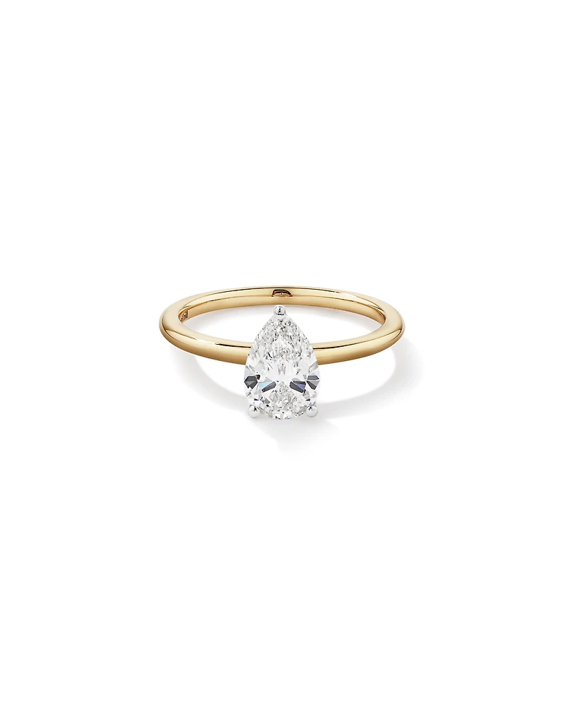 1.25 Carat TW Pear Laboratory-Grown Diamond Solitaire Engagement ring in 14kt Yellow and White Gold