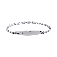 14cm (6") Baby Identity Bracelet with Pink Cubic Zirconia in 10kt Yellow Gold