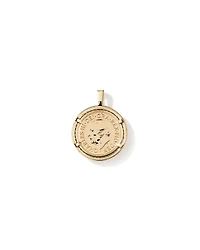 0.38 Carat TW Diamond Half Sovereign Medallion Pendant in 10kt and 22kt Yellow Gold