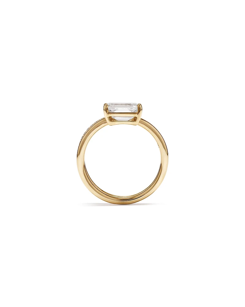 1.88 Carat TW East West Emerald Cut Lab-Grown Diamond Double Band Engagement Ring in 14kt Yellow Gold