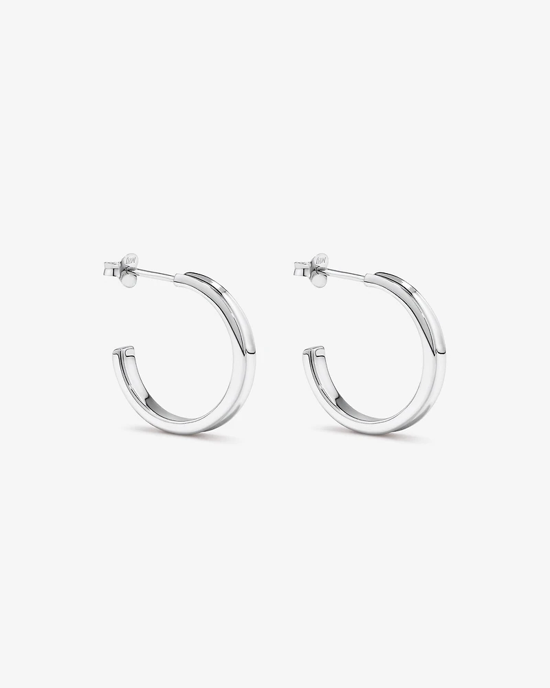 Flared Narrow Half Hoop Stud Earrings in Sterling Silver