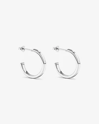 Flared Narrow Half Hoop Stud Earrings in Sterling Silver