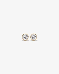 0.25 Carat TW Round Brilliant Diamond Solitaire Bezel Set Stud Earrings in 18kt White Gold