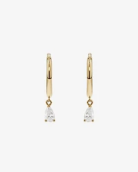 Pear Cubic Zirconia Charm Hoop Stud Earrings in 10kt Yellow Gold