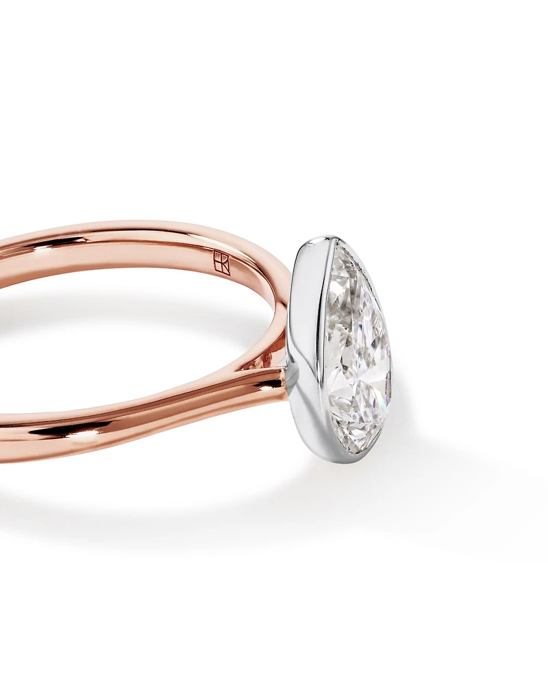 1.25 Carat TW Pear Cut Laboratory-Grown Diamond Solitaire Bezel Set Engagement Ring in 14kt Yellow Gold