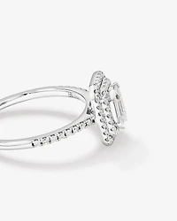 0.50 Carat TW Pie Cut Diamond Double Halo Engagement Ring in 14kt White Gold