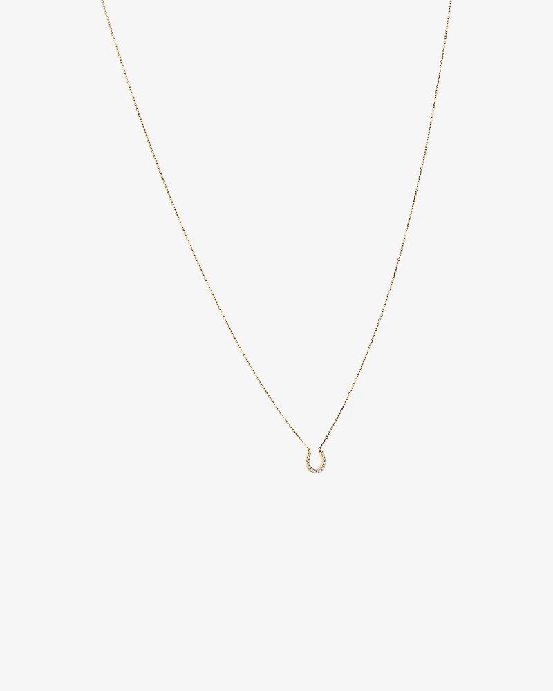 Collier à pendentif fer à cheval en or jaune 10 K avec diamants totalisant 0,10 ct